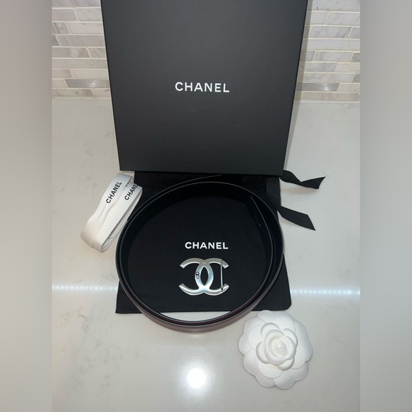 Authentic Chanel reversible belt size 85 black and red - Picture 6 of 7